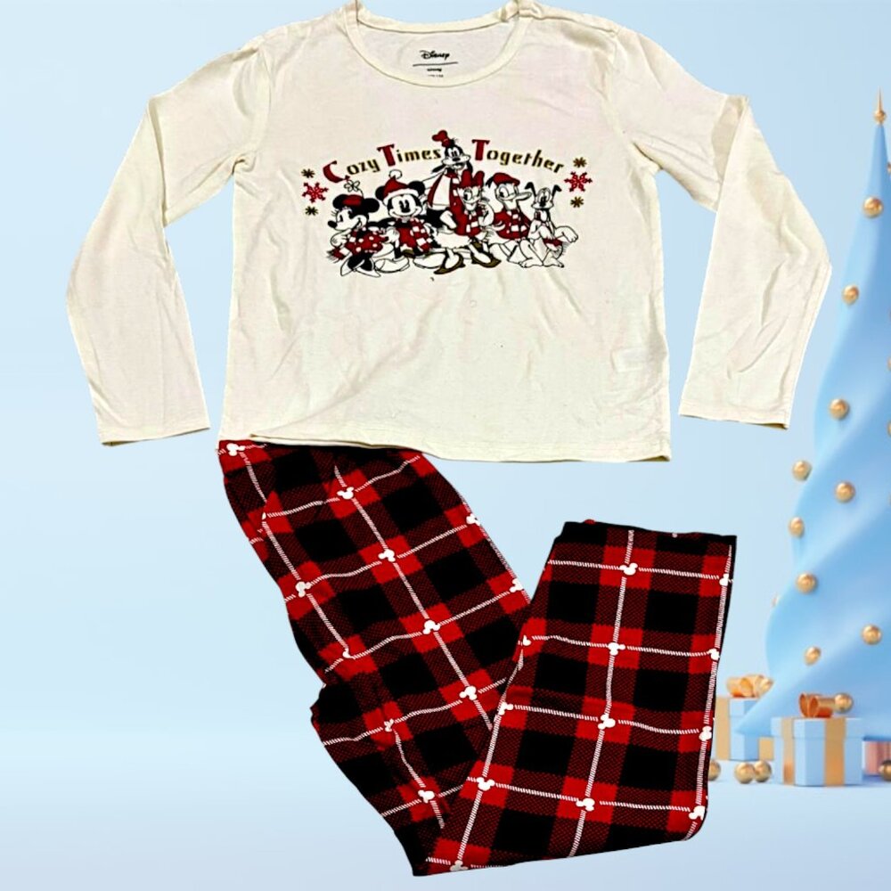 Disney Family Christmas Pajama Set – Cozy Times Together Long Sleeve Top & Red P